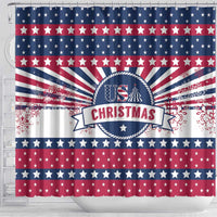 USA Christmas Shower Curtain The Stars and Stripes Xmas Style