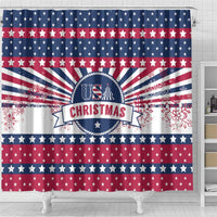 USA Christmas Shower Curtain The Stars and Stripes Xmas Style