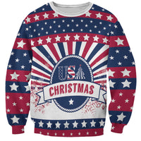 USA Christmas Sweatshirt The Stars and Stripes Xmas Style - Wonder Print Shop