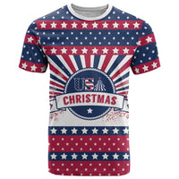 USA Christmas T Shirt The Stars and Stripes Xmas Style - Wonder Print Shop