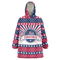 USA Christmas Wearable Blanket Hoodie The Stars and Stripes Xmas Style - Wonder Print Shop