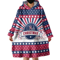 USA Christmas Wearable Blanket Hoodie The Stars and Stripes Xmas Style - Wonder Print Shop