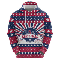 USA Christmas Zip Hoodie The Stars and Stripes Xmas Style - Wonder Print Shop