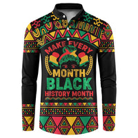 Make Every Month Black History Month Button Sweatshirt African Pattern - Wonder Print Shop