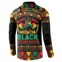 Make Every Month Black History Month Button Sweatshirt African Pattern - Wonder Print Shop