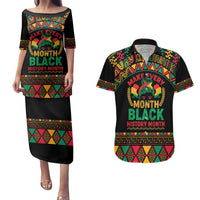 Make Every Month Black History Month Couples Matching Puletasi and Hawaiian Shirt African Pattern - Wonder Print Shop