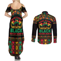 Make Every Month Black History Month Couples Matching Summer Maxi Dress and Long Sleeve Button Shirt African Pattern - Wonder Print Shop