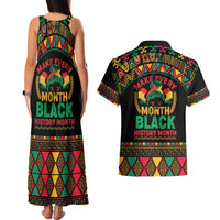 Make Every Month Black History Month Couples Matching Tank Maxi Dress and Hawaiian Shirt African Pattern - Wonder Print Shop
