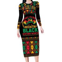 Make Every Month Black History Month Long Sleeve Bodycon Dress African Pattern - Wonder Print Shop