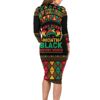 Make Every Month Black History Month Long Sleeve Bodycon Dress African Pattern - Wonder Print Shop