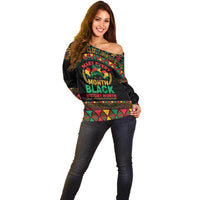 Make Every Month Black History Month Off Shoulder Sweater African Pattern - Wonder Print Shop