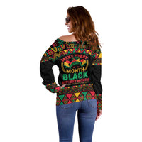 Make Every Month Black History Month Off Shoulder Sweater African Pattern - Wonder Print Shop