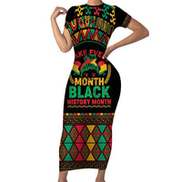 Make Every Month Black History Month Short Sleeve Bodycon Dress African Pattern - Wonder Print Shop