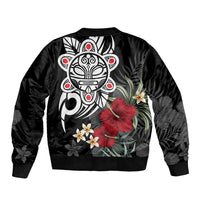Taino Sun Tribal Bomber Jacket Tropical Hibiscus - Wonder Print Shop