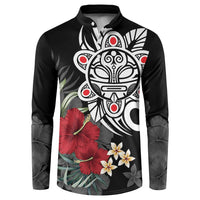 Taino Sun Tribal Button Sweatshirt Tropical Hibiscus - Wonder Print Shop