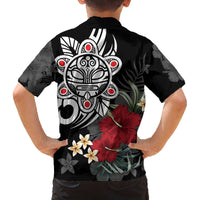 Taino Sun Tribal Family Matching Off The Shoulder Long Sleeve Dress and Hawaiian Shirt Tropical Hibiscus - Wonder Print Shop