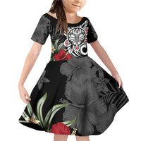 Taino Sun Tribal Family Matching Off Shoulder Short Dress and Hawaiian Shirt Tropical Hibiscus - Wonder Print Shop