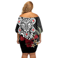 Taino Sun Tribal Family Matching Off Shoulder Short Dress and Hawaiian Shirt Tropical Hibiscus - Wonder Print Shop