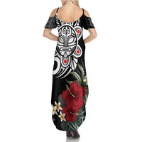 Taino Sun Tribal Family Matching Summer Maxi Dress and Hawaiian Shirt Tropical Hibiscus - Wonder Print Shop