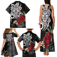 Taino Sun Tribal Family Matching Tank Maxi Dress and Hawaiian Shirt Tropical Hibiscus - Wonder Print Shop