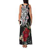 Taino Sun Tribal Family Matching Tank Maxi Dress and Hawaiian Shirt Tropical Hibiscus - Wonder Print Shop