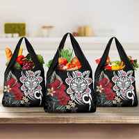 Taino Sun Tribal Grocery Bag Tropical Hibiscus