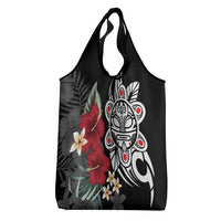 Taino Sun Tribal Grocery Bag Tropical Hibiscus