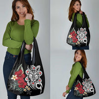 Taino Sun Tribal Grocery Bag Tropical Hibiscus