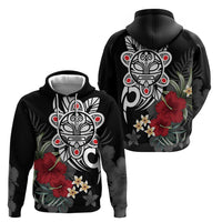 Taino Sun Tribal Hoodie Tropical Hibiscus - Wonder Print Shop