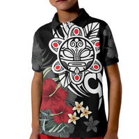 Taino Sun Tribal Kid Polo Shirt Tropical Hibiscus - Wonder Print Shop