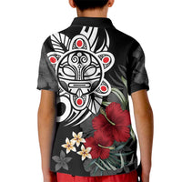 Taino Sun Tribal Kid Polo Shirt Tropical Hibiscus - Wonder Print Shop