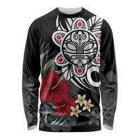 Taino Sun Tribal Long Sleeve Shirt Tropical Hibiscus - Wonder Print Shop