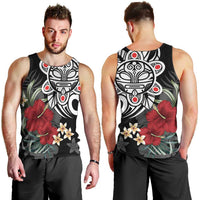 Taino Sun Tribal Men Tank Top Tropical Hibiscus - Wonder Print Shop