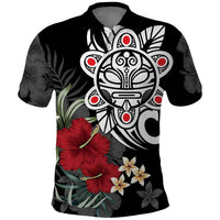 Taino Sun Tribal Polo Shirt Tropical Hibiscus - Wonder Print Shop