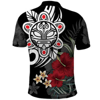 Taino Sun Tribal Polo Shirt Tropical Hibiscus - Wonder Print Shop