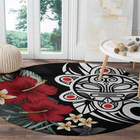 Taino Sun Tribal Round Carpet Tropical Hibiscus