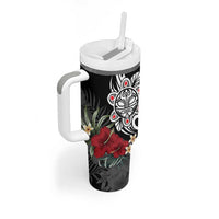 Taino Sun Tribal Tumbler With Handle Tropical Hibiscus - Wonder Print Shop