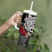 Taino Sun Tribal Tumbler With Handle Tropical Hibiscus - Wonder Print Shop