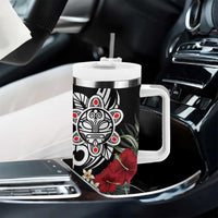 Taino Sun Tribal Tumbler With Handle Tropical Hibiscus - Wonder Print Shop