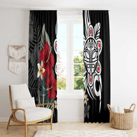 Taino Sun Tribal Window Curtain Tropical Hibiscus - Wonder Print Shop