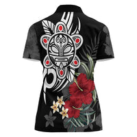 Taino Sun Tribal Women Polo Shirt Tropical Hibiscus - Wonder Print Shop