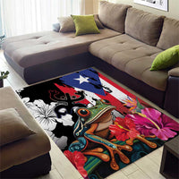 Boricua Taino Coqui Tropical Area Rug Puerto Rico Grunge Flag - Wonder Print Shop