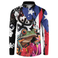 Boricua Taino Coqui Tropical Button Sweatshirt Puerto Rico Grunge Flag - Wonder Print Shop