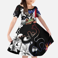 Boricua Taino Coqui Tropical Family Matching Off The Shoulder Long Sleeve Dress and Hawaiian Shirt Puerto Rico Grunge Flag - Wonder Print Shop