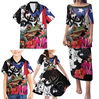 Boricua Taino Coqui Tropical Family Matching Puletasi and Hawaiian Shirt Puerto Rico Grunge Flag - Wonder Print Shop