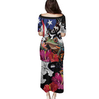 Boricua Taino Coqui Tropical Family Matching Puletasi and Hawaiian Shirt Puerto Rico Grunge Flag - Wonder Print Shop