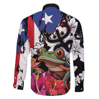 Boricua Taino Coqui Tropical Family Matching Short Sleeve Bodycon Dress and Hawaiian Shirt Puerto Rico Grunge Flag - Wonder Print Shop