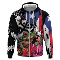 Boricua Taino Coqui Tropical Hoodie Puerto Rico Grunge Flag - Wonder Print Shop