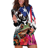 Boricua Taino Coqui Tropical Hoodie Dress Puerto Rico Grunge Flag - Wonder Print Shop