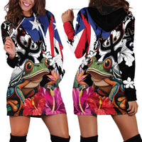 Boricua Taino Coqui Tropical Hoodie Dress Puerto Rico Grunge Flag - Wonder Print Shop